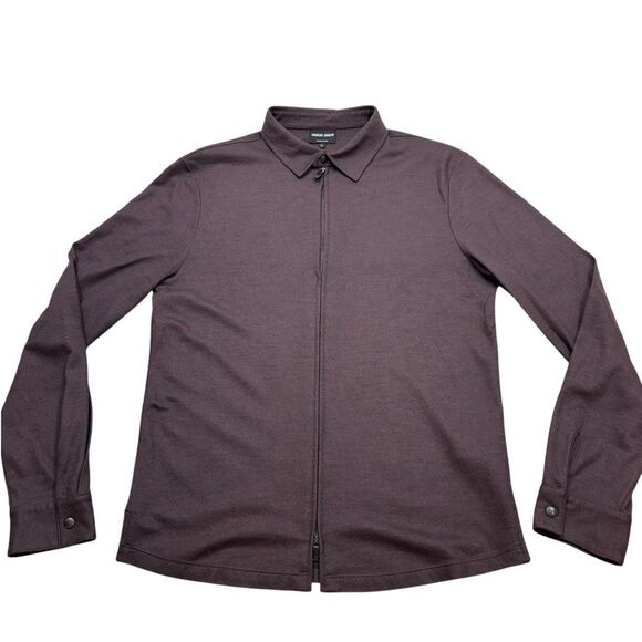 Men’s Giorgio Armani Virgin Wool Brown Lightweight Full Zip Collared Jacket XL - Picture 1 of 11